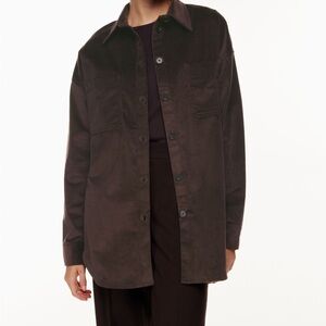 Aritzia the Group by Babaton Sz S Graydon Shirt Corduroy Rich Mocha Brown